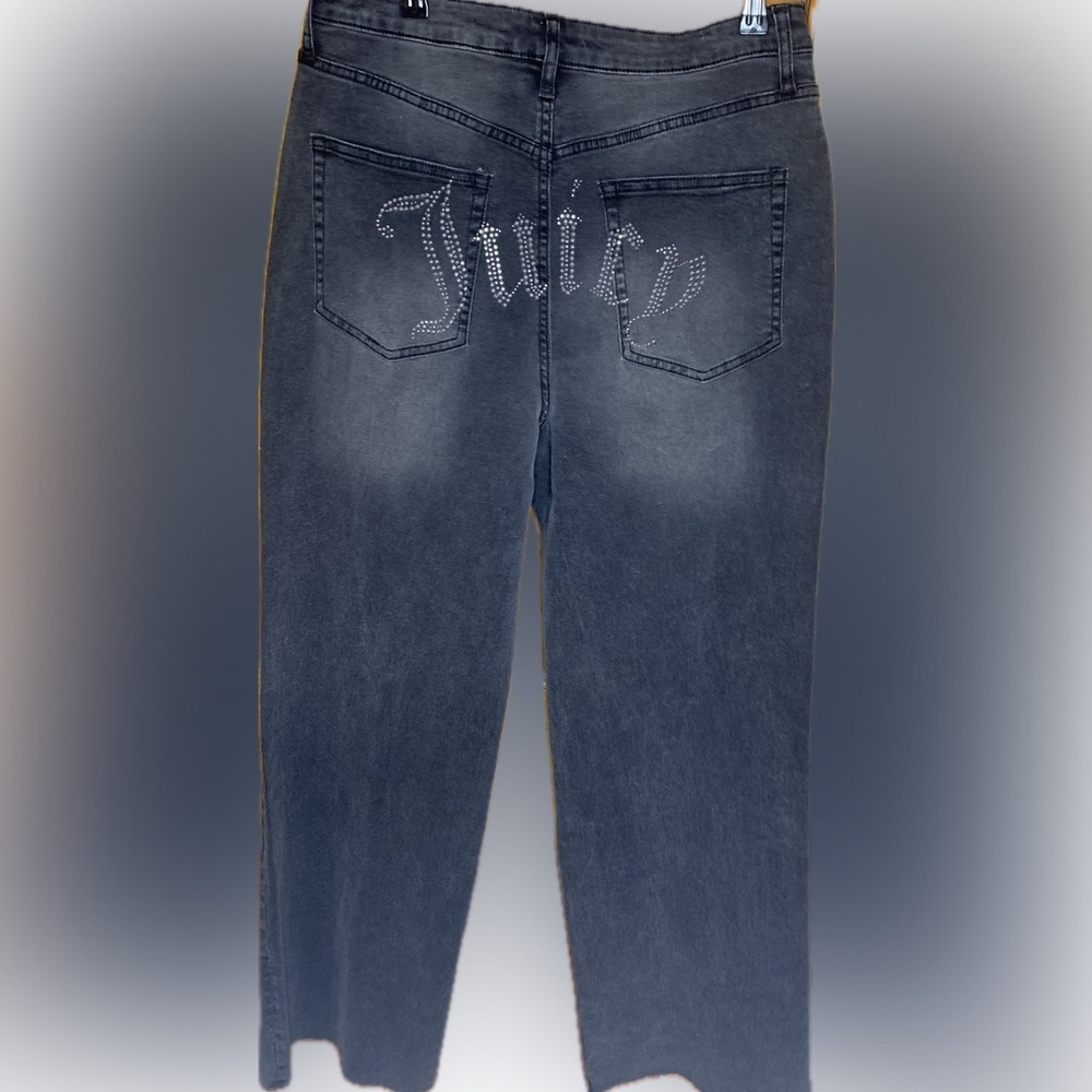 Juicy Couture Rhinestone Black Stretchy Wide Leg Jeans - Picture 5 of 5